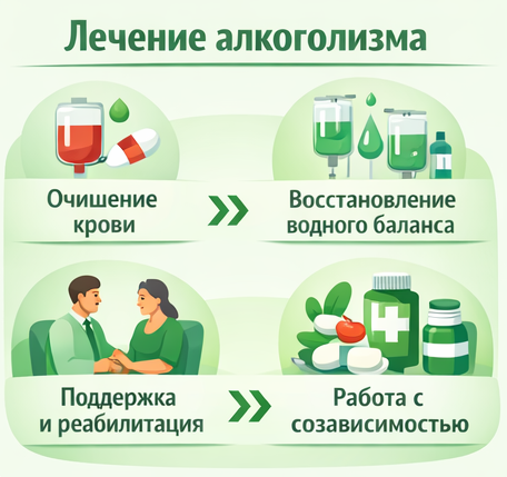 лечение алкоголизма в Каслях этапы